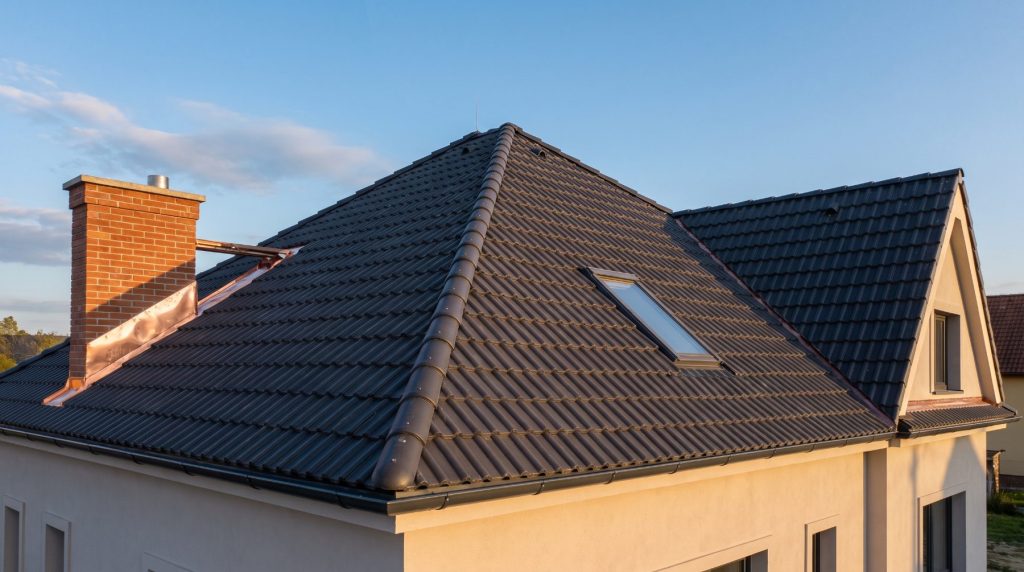 Nová střecha z betonových tašek po kompletní rekonstrukci rodinného domu